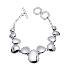 Contemporary Silver Bracelet Polished Pebble