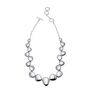 Contemporary Silver Necklace Polished Pebble